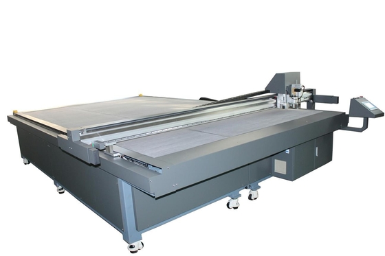 big box sample cutting machine for carton box, corrugated box, cardboard boxe with oscillating knife, and creasing wheel